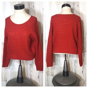 Estam Small Red Crop Knit Sweater NWT